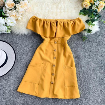 Rochie moderna de dama cu umerii deschisi in mai multe culori