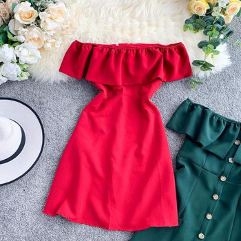 Rochie moderna de dama cu umerii deschisi in mai multe culori