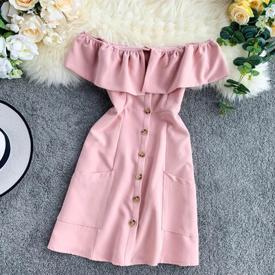 Rochie moderna de dama cu umerii deschisi in mai multe culori