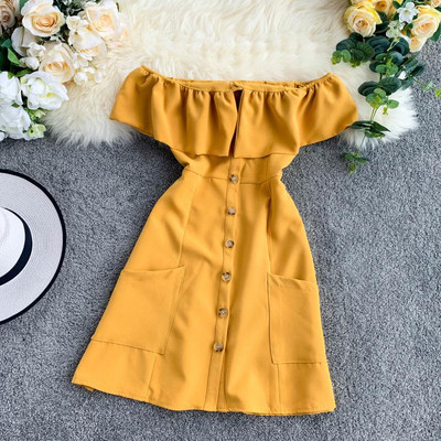 Rochie moderna de dama cu umerii deschisi in mai multe culori