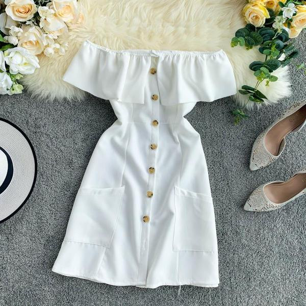 Rochie moderna de dama cu umerii deschisi in mai multe culori