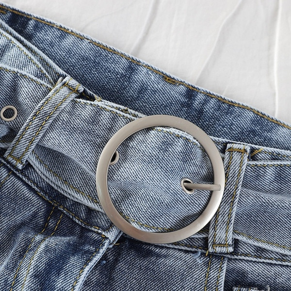 Pantaloni scurți de blugi de damă actuali cu curea