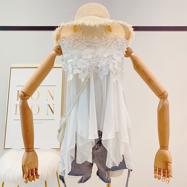 Top de damă din dantelă asimetrică în patru culori