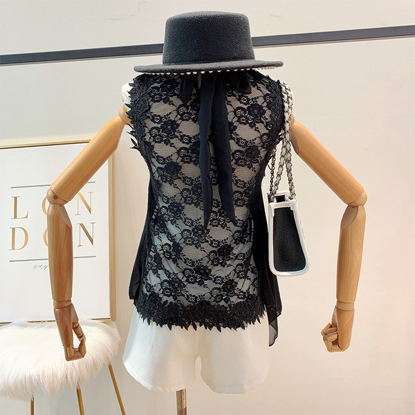 Top de damă din dantelă asimetrică în patru culori