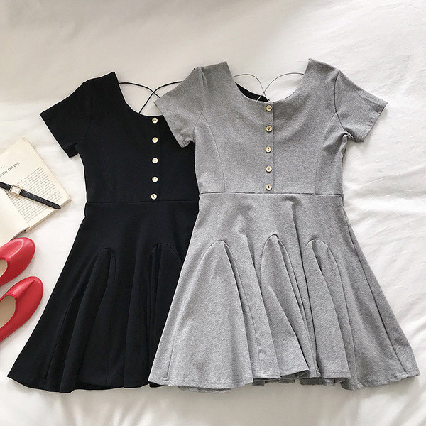 Rochie casual dama cu croi nasturi model in doua culori