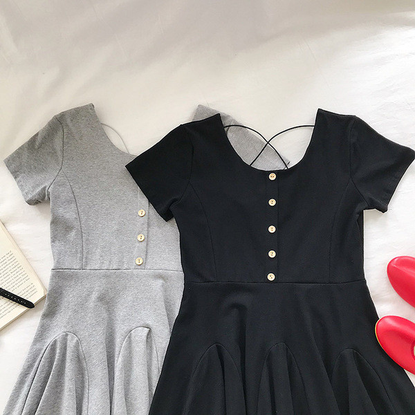 Rochie casual dama cu croi nasturi model in doua culori