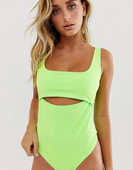 Body de damă de zi cu zi cu decupaje în verde