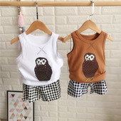 Set zilnic pentru copii pentru baieti in alb si maro