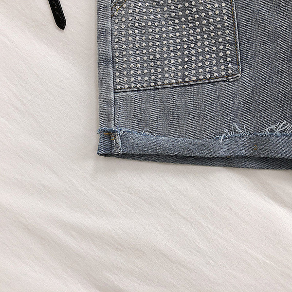 Pantaloni scurți de damă din denim cu talie elastică