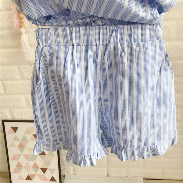 Set copii model in dungi pentru fete in albastru