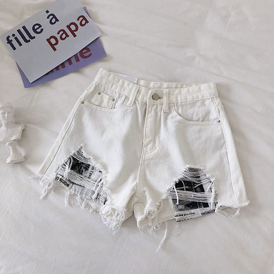 Blugi scurti de dama cu motive rupte in doua culori