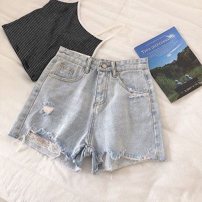 Blugi scurti casual de dama de culoare deschisa