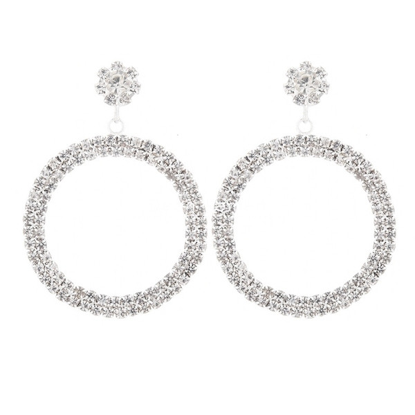 Cercei eleganti de dama in forma rotunda si un element din pietre