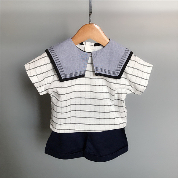 Set modern bluza pentru copii cu decolteu O si pantaloni pentru baieti