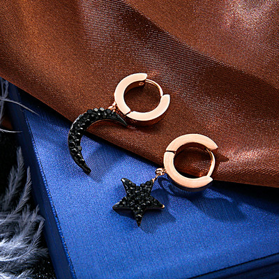 Cercei moderni de dama cu pietre negru