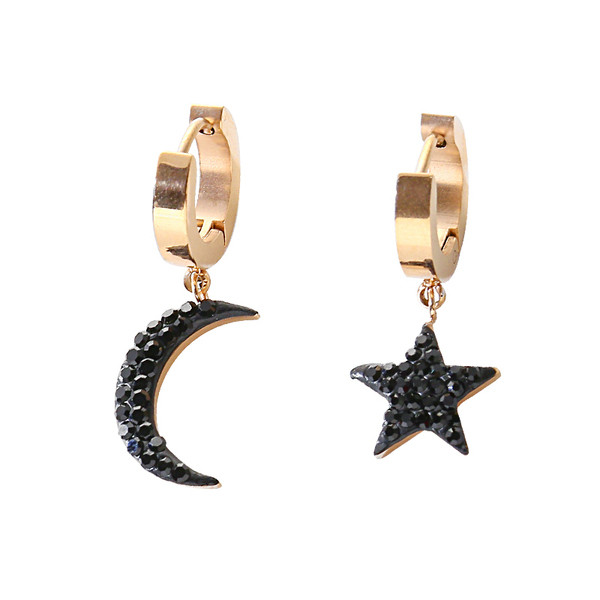 Cercei moderni de dama cu pietre negru