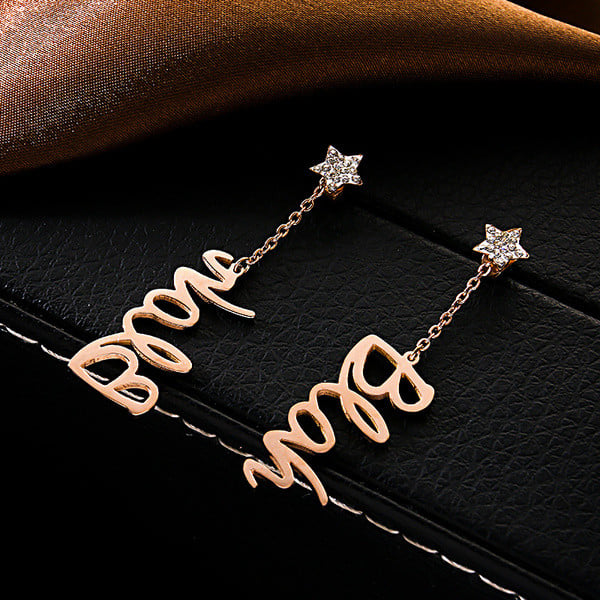 Cercei casual dama de culoare aurie cu pietre