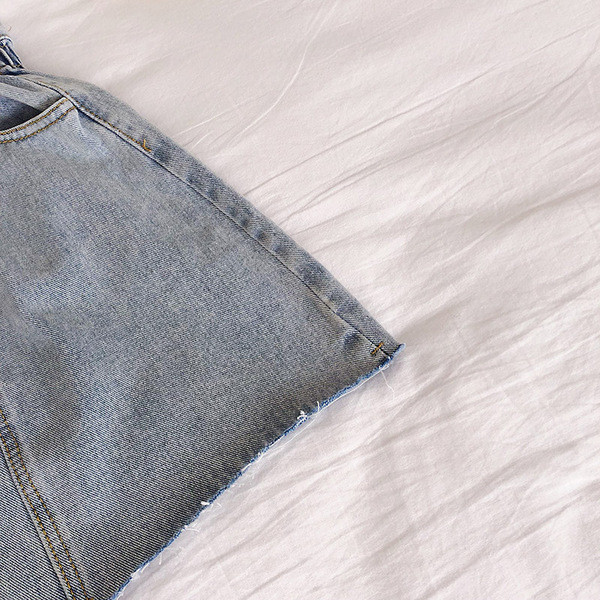 Fusta de dama casual din denim cu talie elastica in albastru