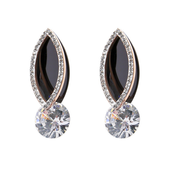 Cercei moderni de dama in negru cu pietre