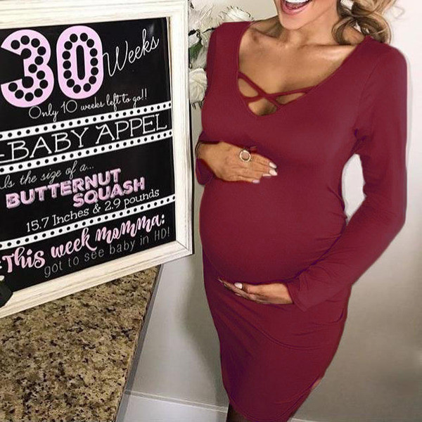 Alkalmi női ruha V-nyakú kismamáknak három színben