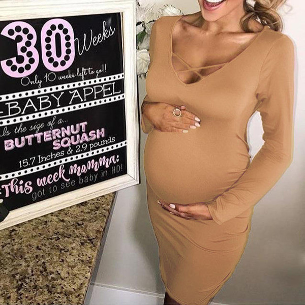 Alkalmi női ruha V-nyakú kismamáknak három színben