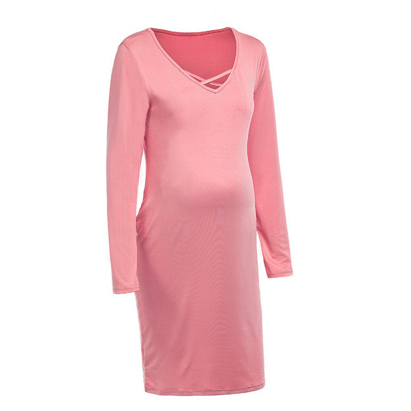 Alkalmi női ruha V-nyakú kismamáknak három színben