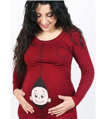 Ежедневна дамска блуза с апликация за бременни жени 