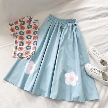 Fusta casual dama cu talie elastica inalta in trei culori