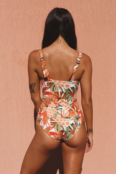 Costum de baie dama cu model floral - doua modele