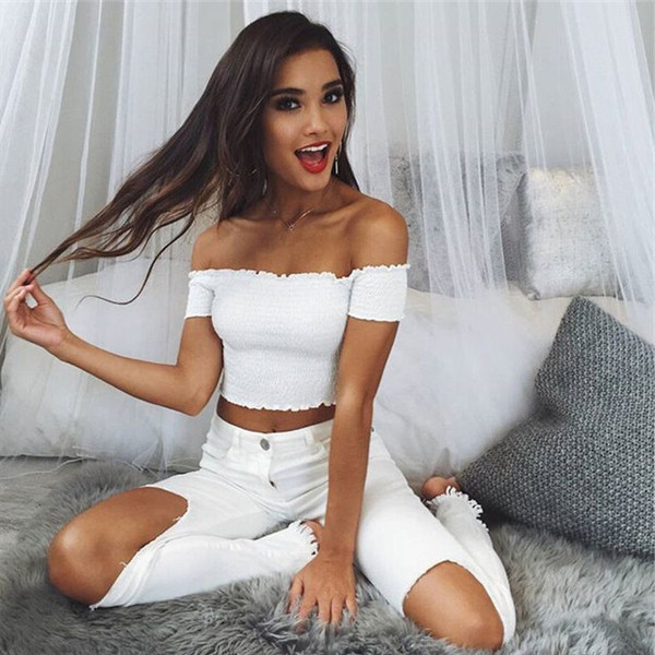 Bluză scurtă de damă cu mâneci căzute în alb-negru