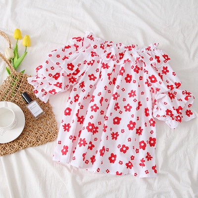 Bluza de dama model nou cu motive florale si umerii goi in mai multe culori