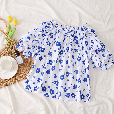 Bluza de dama model nou cu motive florale si umerii goi in mai multe culori