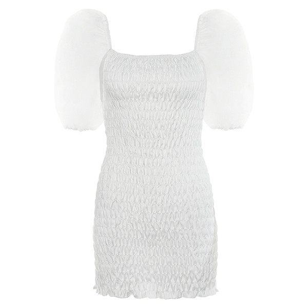 Rochie de dama actuala model Slim cu maneci transparente in culoarea alba