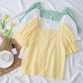 Bluza de dama model nou cu decolteu patrat si nasturi in mai multe culori