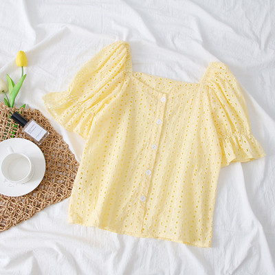 Bluza de dama model nou cu decolteu patrat si nasturi in mai multe culori