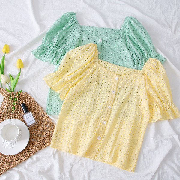 Bluza de dama model nou cu decolteu patrat si nasturi in mai multe culori