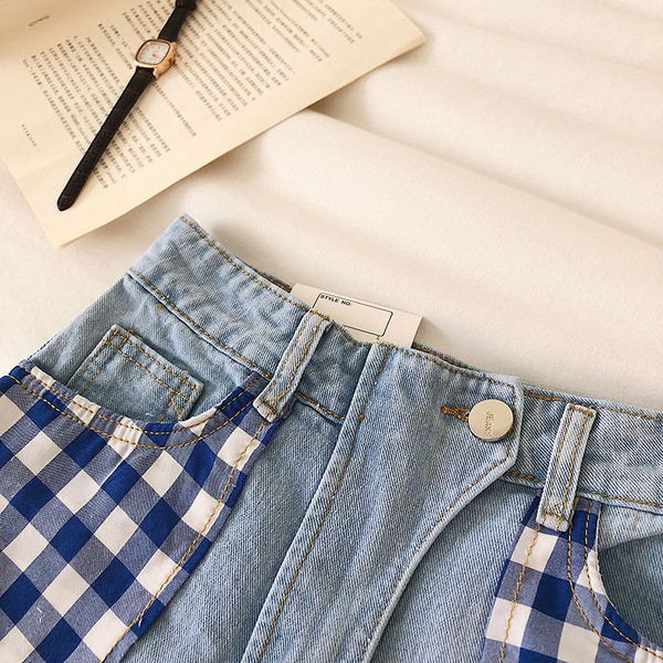 Blugi scurti casual de dama cu buzunare albastre