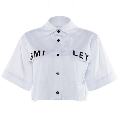 Cămașă scurtă modernă de damă cu inscripție în alb