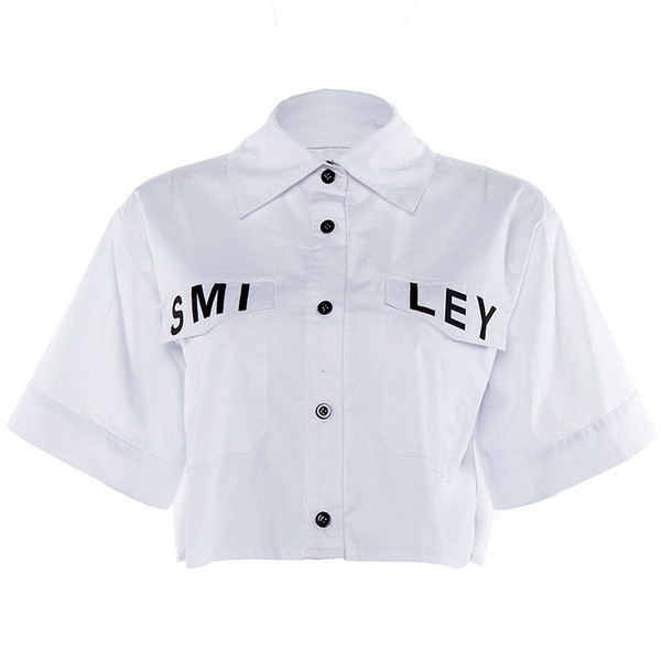 Cămașă scurtă modernă de damă cu inscripție în alb