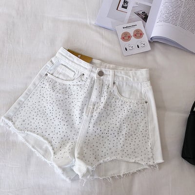 Pantaloni scurți de damă cu un element - pietre în trei culori