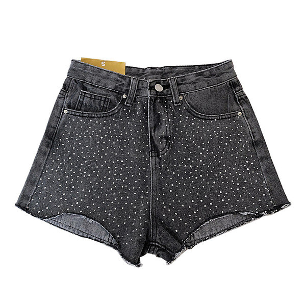 Pantaloni scurți de damă cu un element - pietre în trei culori