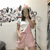 Salopeta dama casual model scurta de culoare roz