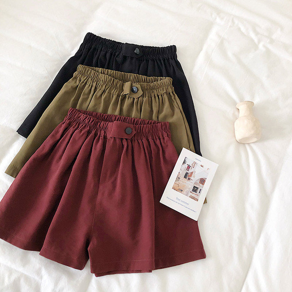 Pantaloni scurți casual dama cu talie elastica in patru culori