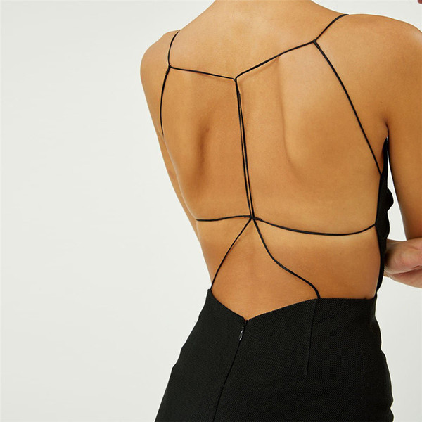 Rochie lungă de damă elegantă, cu spatele gol, în negru