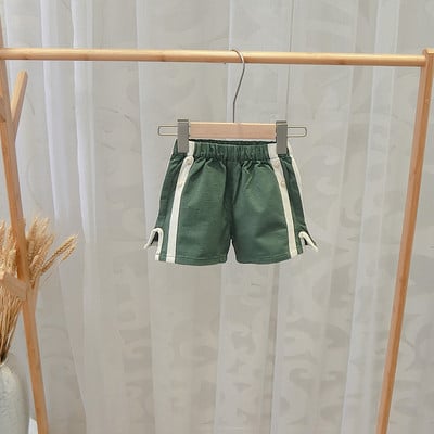 Alkalmi gyereknadrág fiúknak zöld és barna szegéllyel