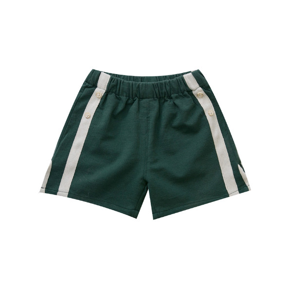 Alkalmi gyereknadrág fiúknak zöld és barna szegéllyel