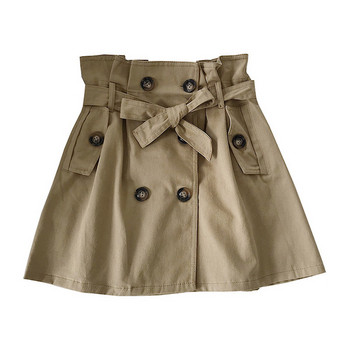 Fusta casual dama cu nasturi si curea in mai multe culori