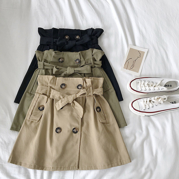 Fusta casual dama cu nasturi si curea in mai multe culori