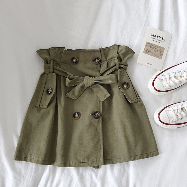 Fusta casual dama cu nasturi si curea in mai multe culori