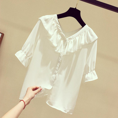 Stílusos női ing V-nyakú és rövid ujjú